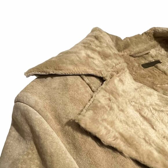 GUESS Leather Suede Jacket Size Small Fur Collar Single Breast - Picture 6 of 12